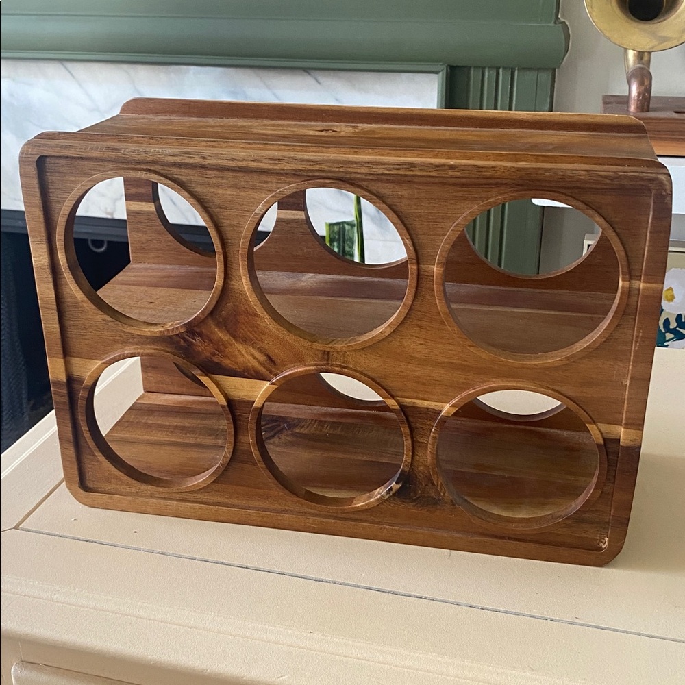 THRESHOLD Acacia Stackable Wood Wine Rack 6 Bottle